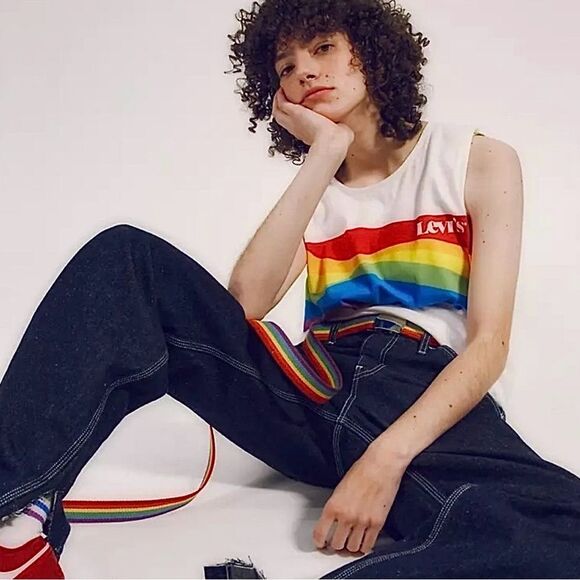 Levi’s PRIDE Shirt Oversize Tank Top Sizes  Rainbow LGBTQ S, M, L NEW - Picture 2 of 11